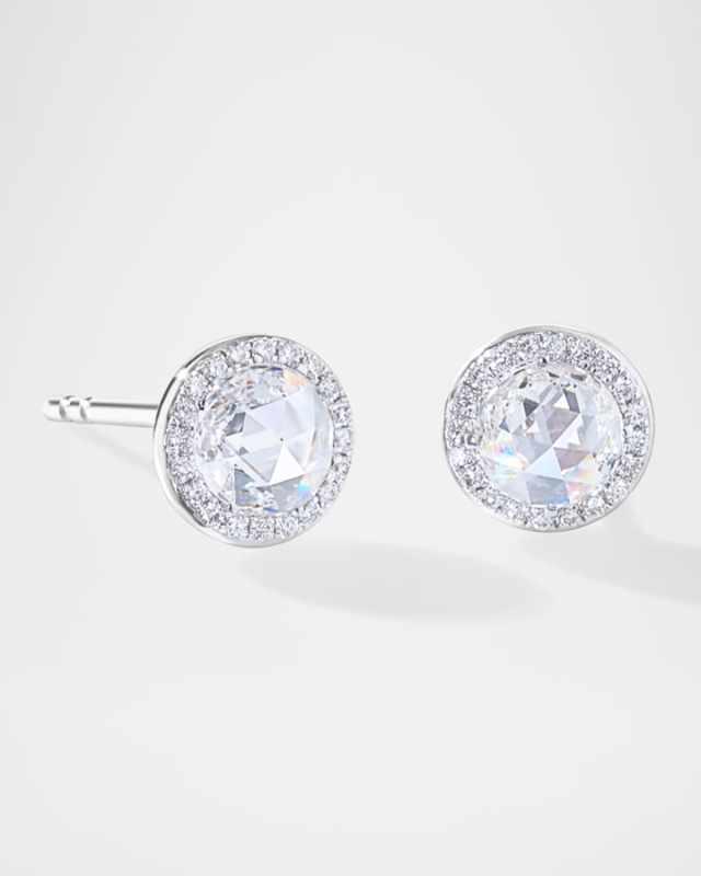 18K White Gold Rose-Cut Diamond Stud Earrings